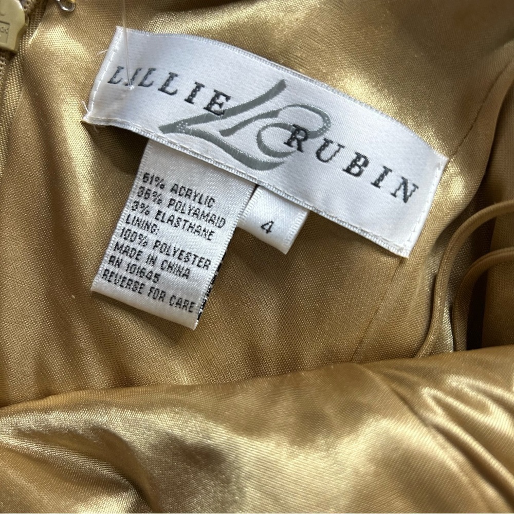 Vintage Lillie Rubin Gold paisley embossed beaded straight gown & jacket size 4 - Picture 8 of 8